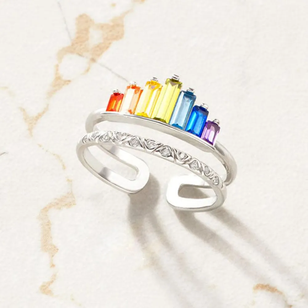 Zircon 925 Sterling Silver Double-Layered Ring, image 8