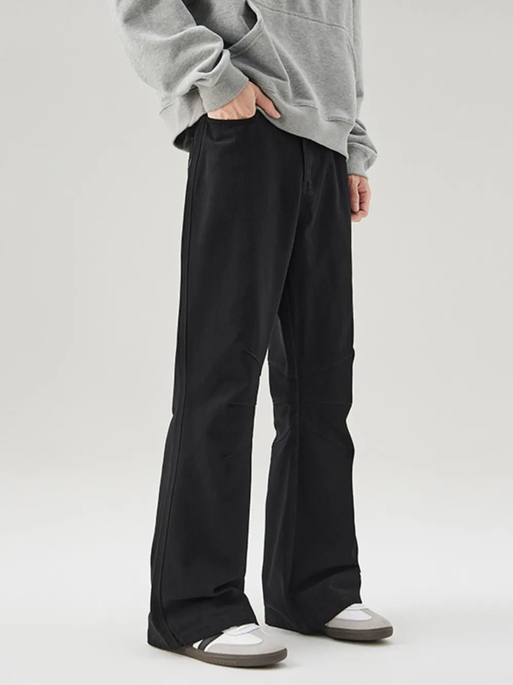 Men's High Waist Ruched Bootcut Baggy Pants