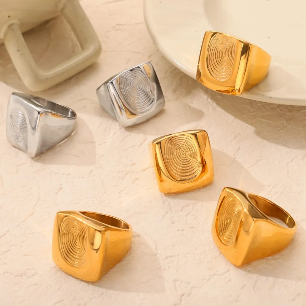 Titanium Steel Fingerprint Signet Ring, image 8