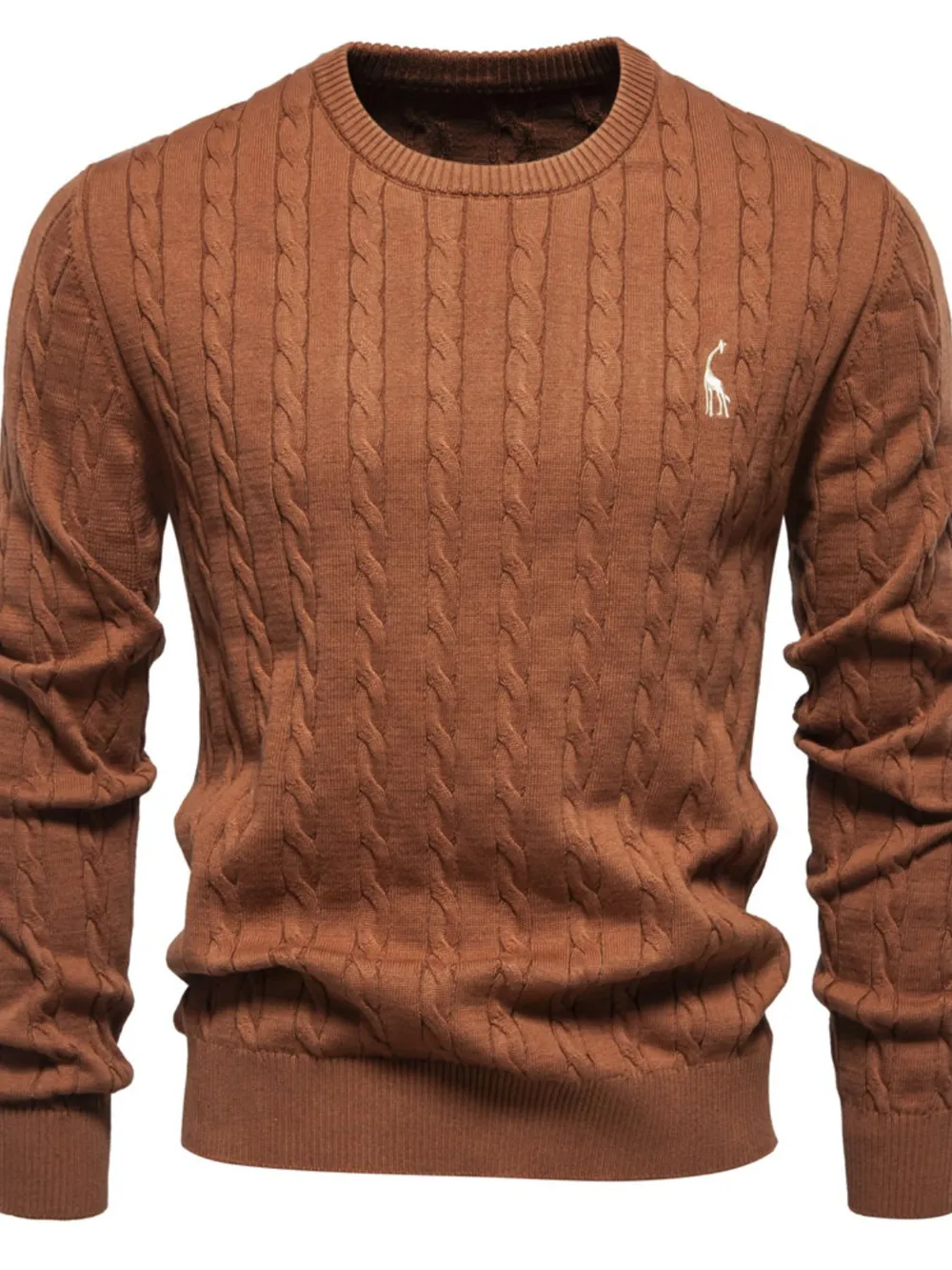 Men's Cable-Knit Round Neck Long Sleeve Sweater, image 13