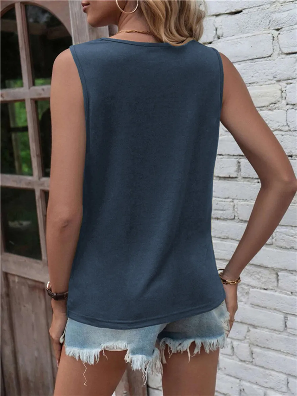 Cutout Twisted Round Neck Tank, image 13