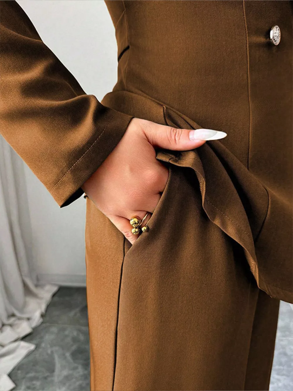 One Button Blazer and Pants Set, image 29