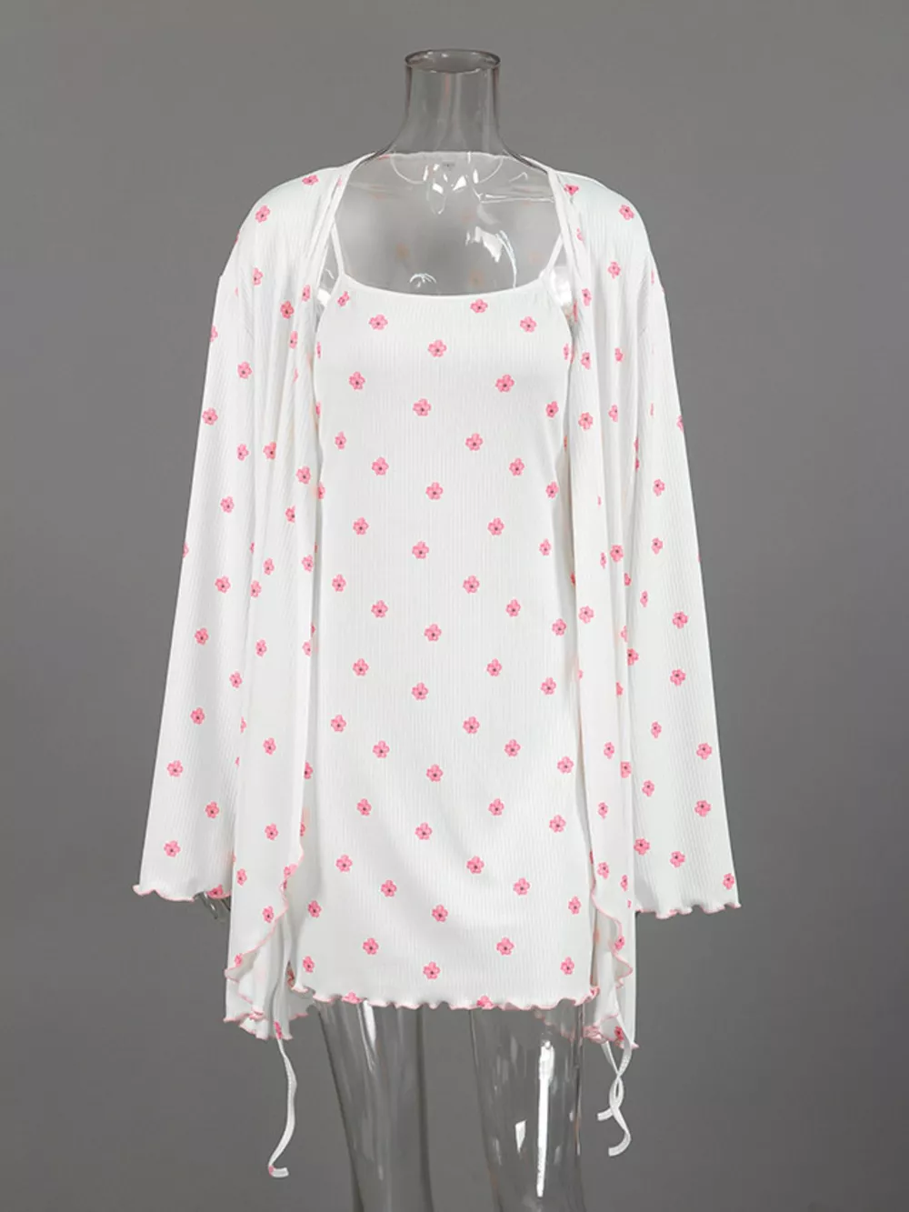 Floral Print Cami Dress and Cardigan Lounge Set, image 5