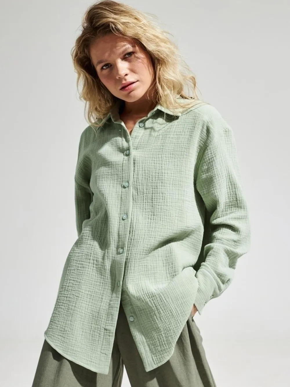 Textured Collared Neck Long Sleeve Shirt, image 27
