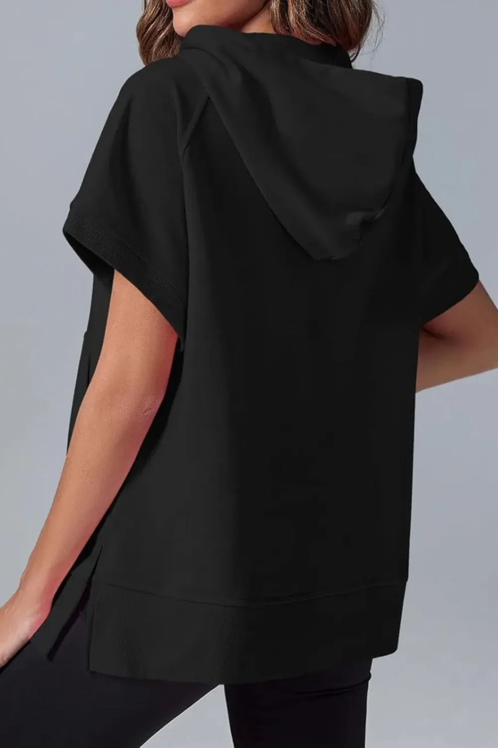 Half Zip Short Sleeve Hoodie, image 5