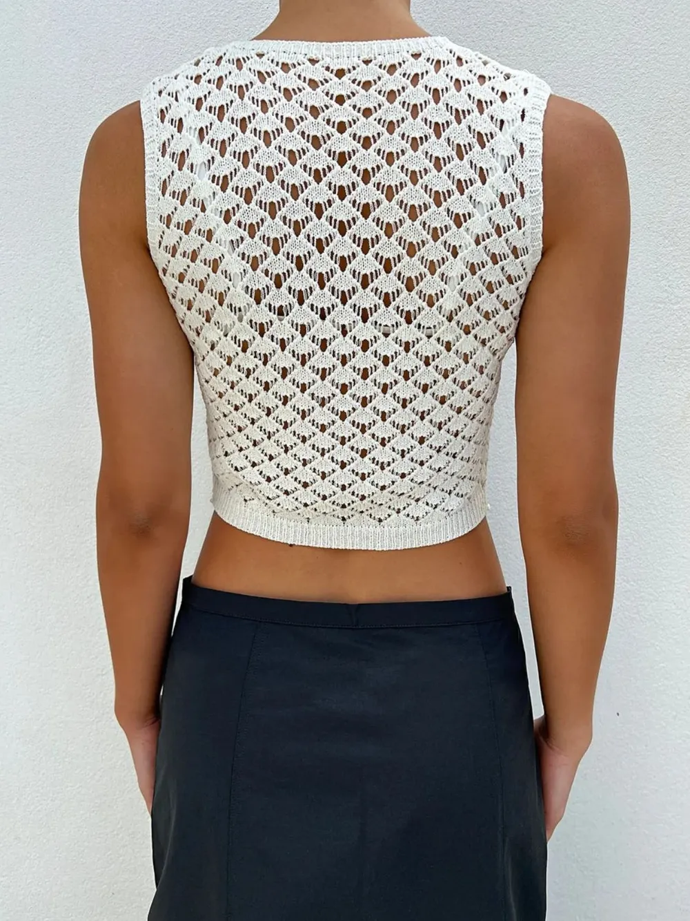Openwork V-Neck Sweater Vest, image 6