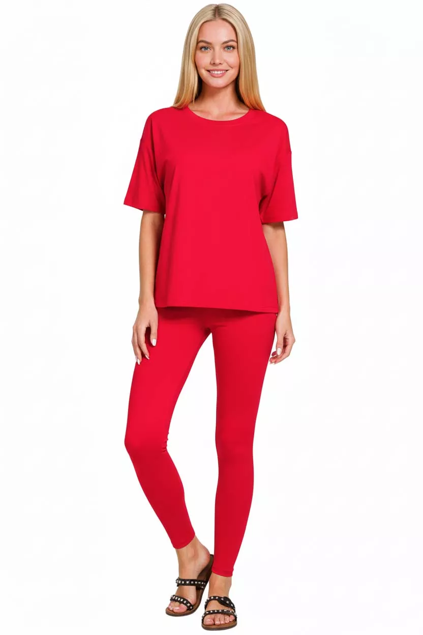 Full Size Brushed Dty Microfiber Short Sleeve Top and Pants Loungewear Set Plus Size, image 3