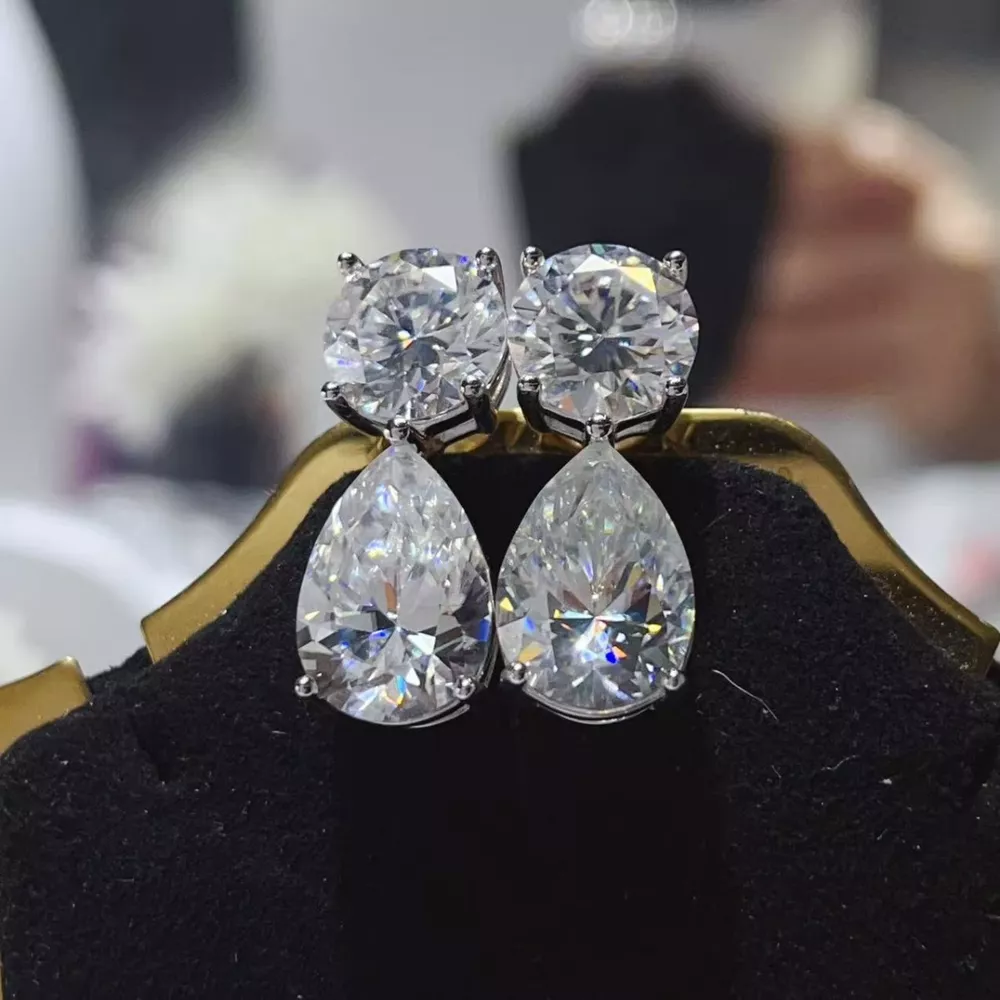 16 Carat Moissanite 925 Sterling Silver Earrings, image 2