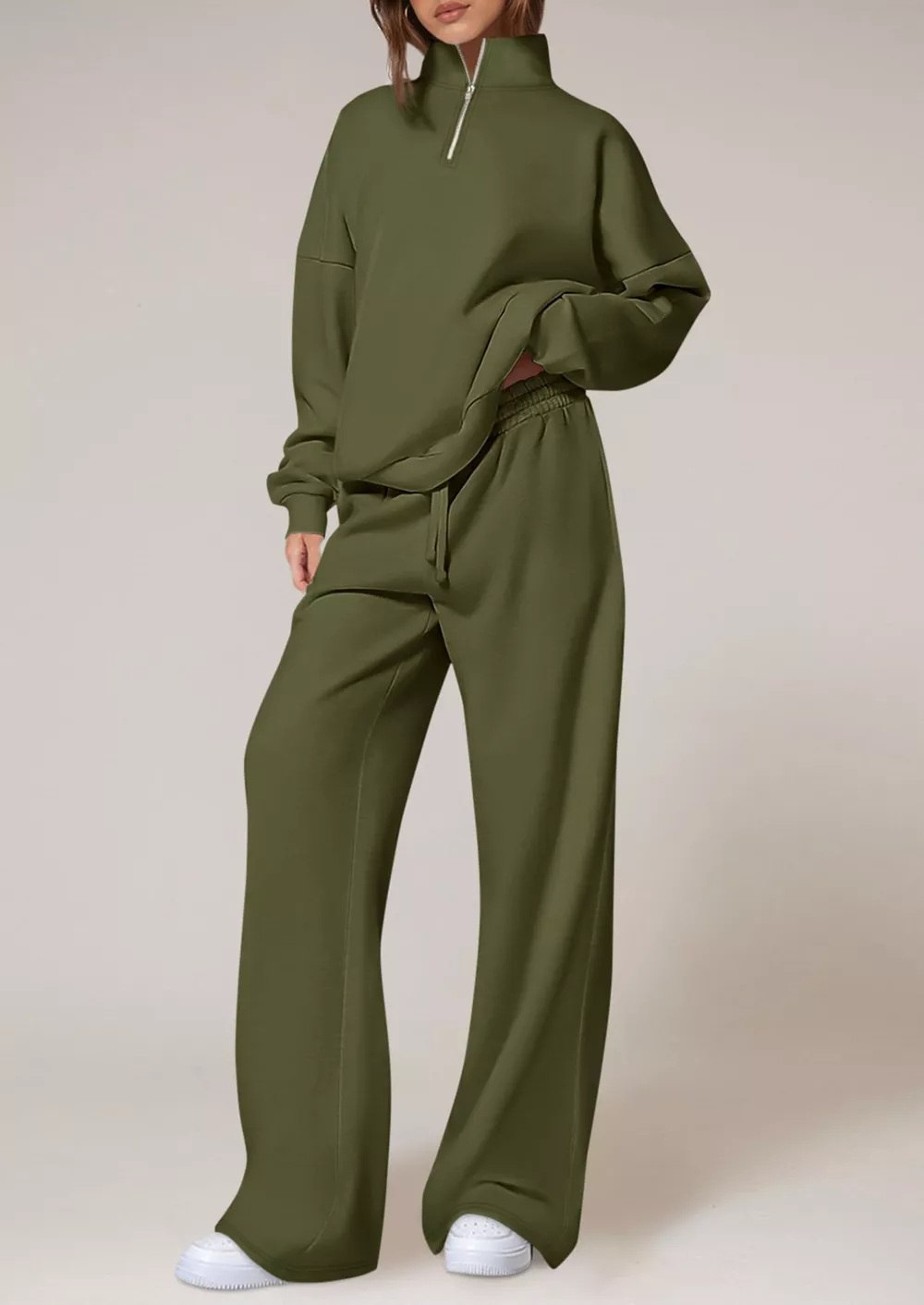 Half-Zip Sweatshirt and Wide-Leg Sweatpants Set, image 21