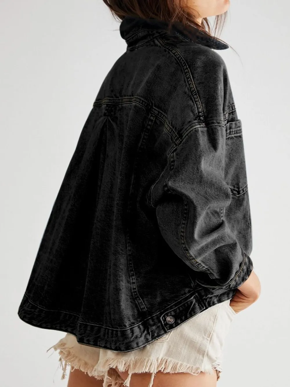 Pocketed Button Up Denim Jacket, image 18