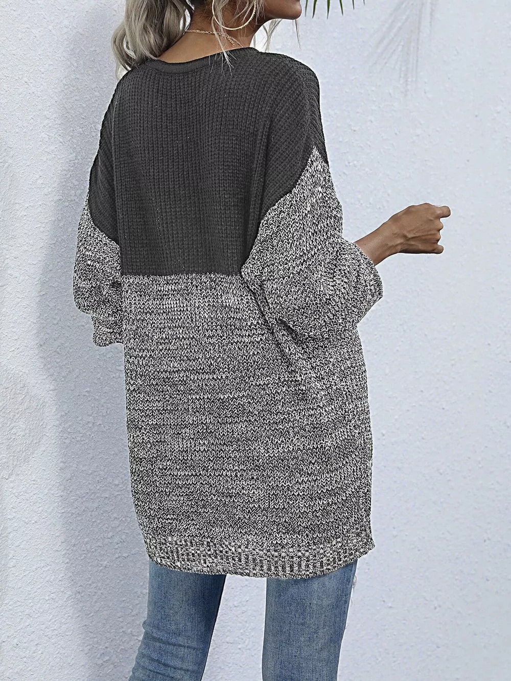 Color Block Long Sleeve Oversized Sweater, image 13