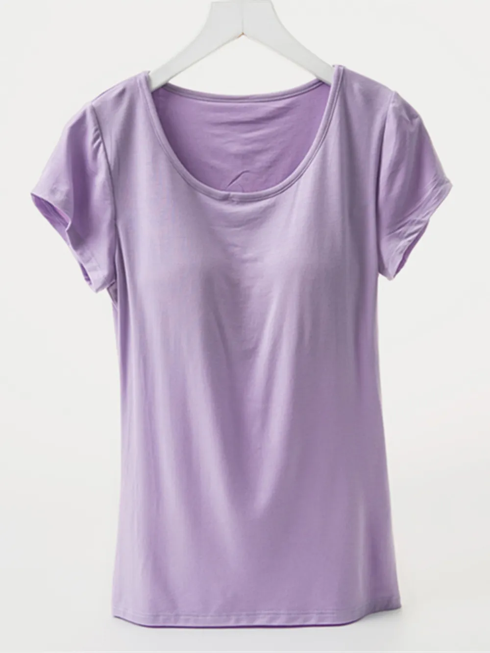 Round Neck Short Sleeve T-Shirt with Bra, image 18