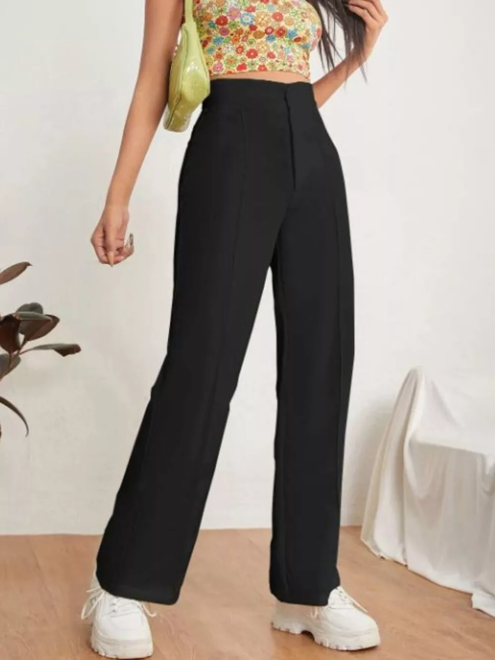 High Waist Straight Leg Dress Pants