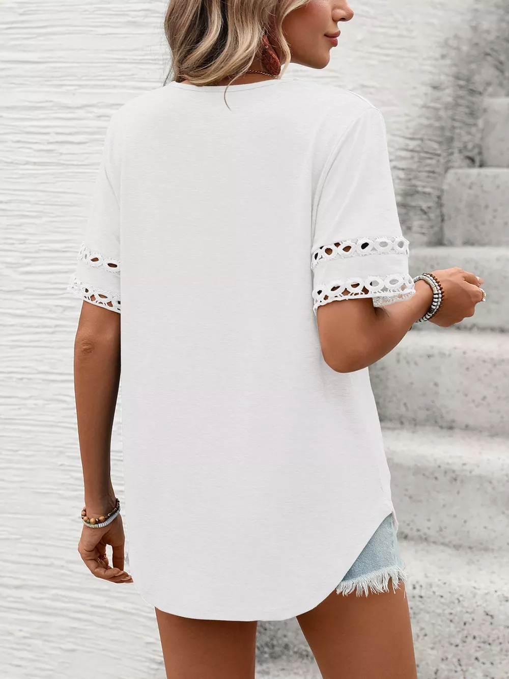 V-Neck Hollow-Out Sleeve T-Shirt, image 33