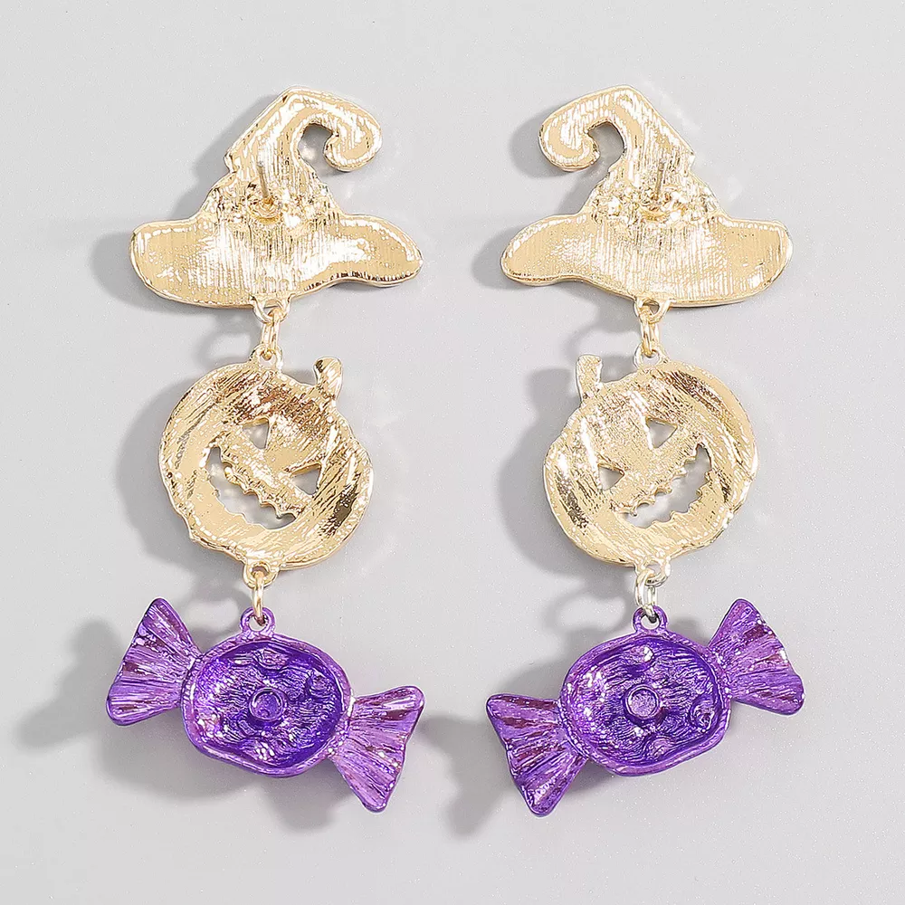 Halloween 18K Gold-Plated Alloy Pumpkin Earrings, image 7