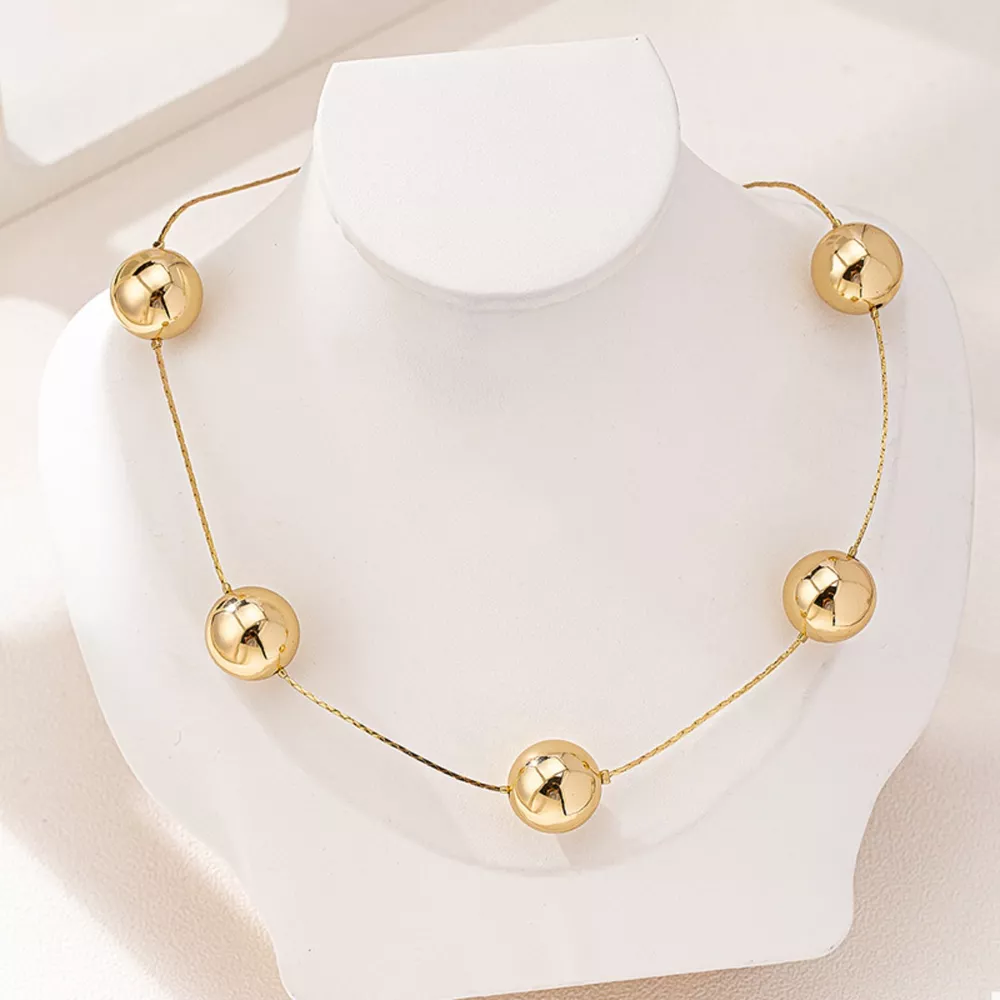 Golden Sphere Statement Necklace, image 5