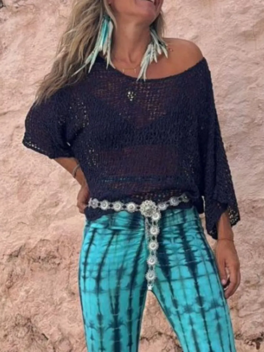 Crochet Boat Neck Knit Cover Up, image 10