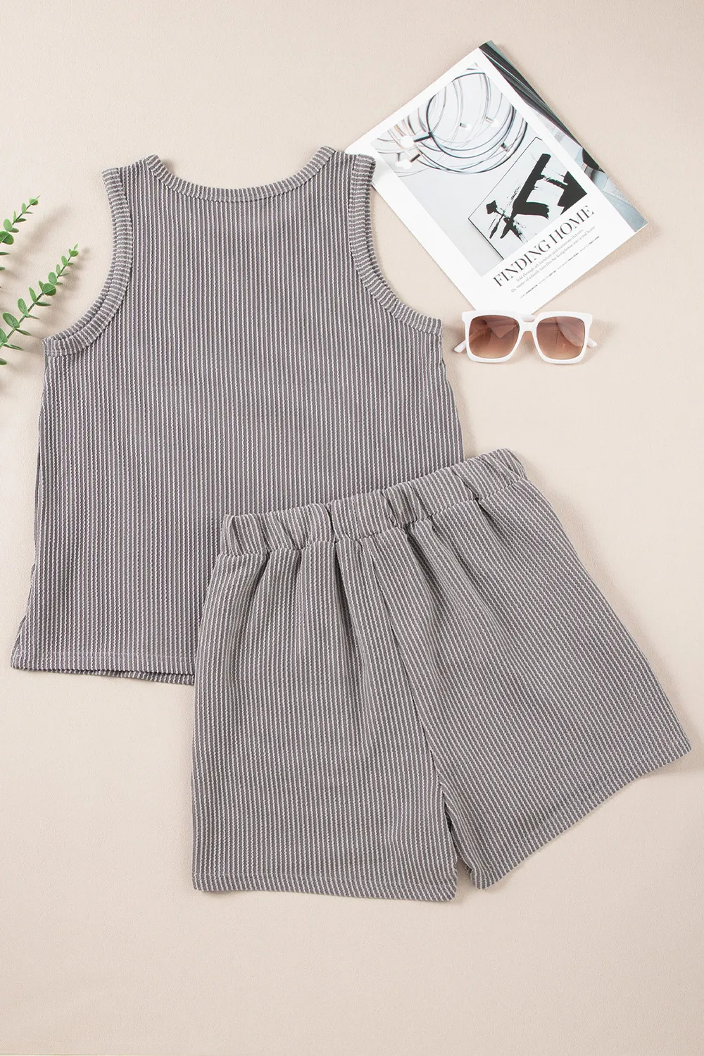 Round Neck Sleeveless Top and Shorts Set, image 4