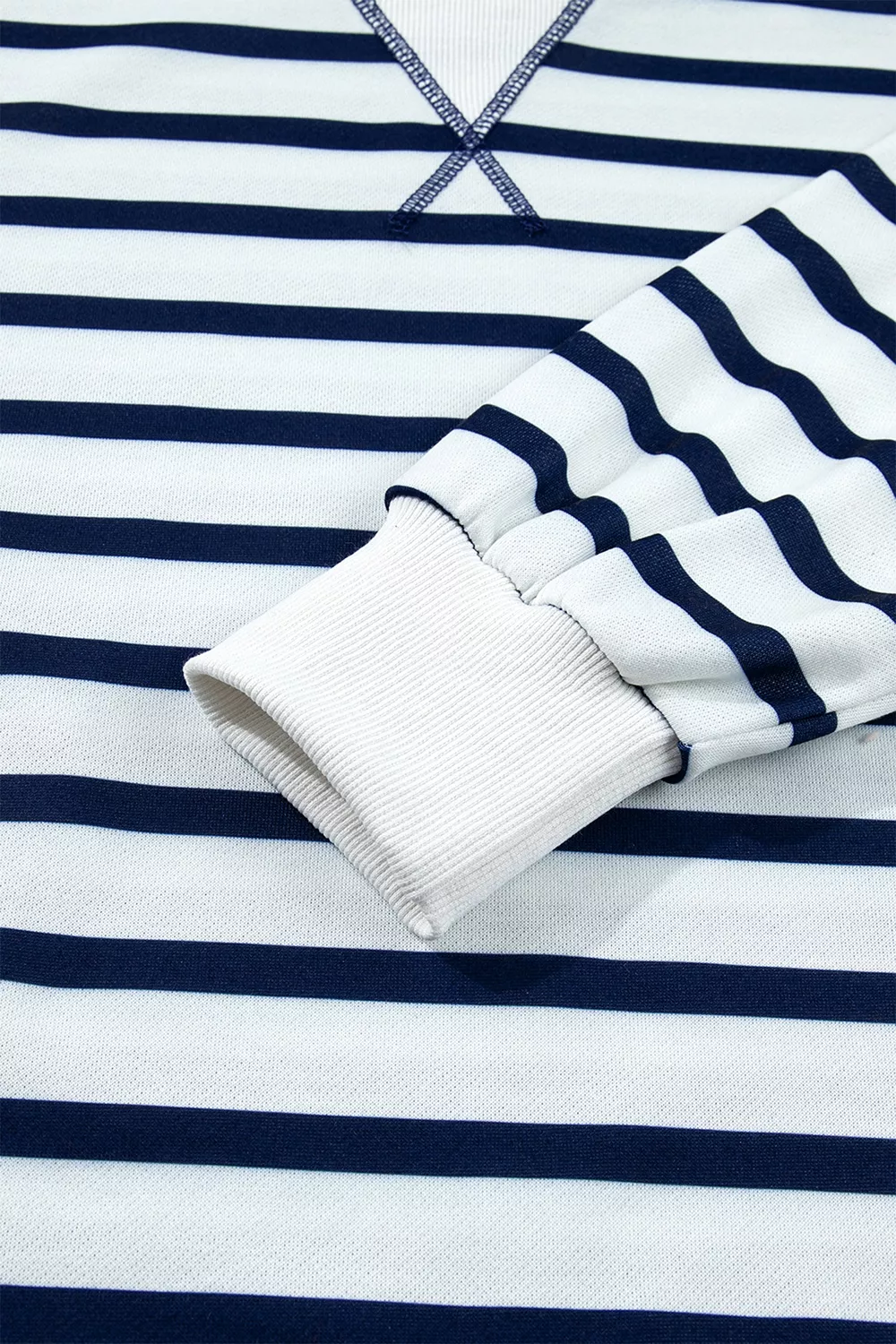 Striped Stand Neck Long Sleeve Ribbed Cuff Hem Sweatshirt, image 7