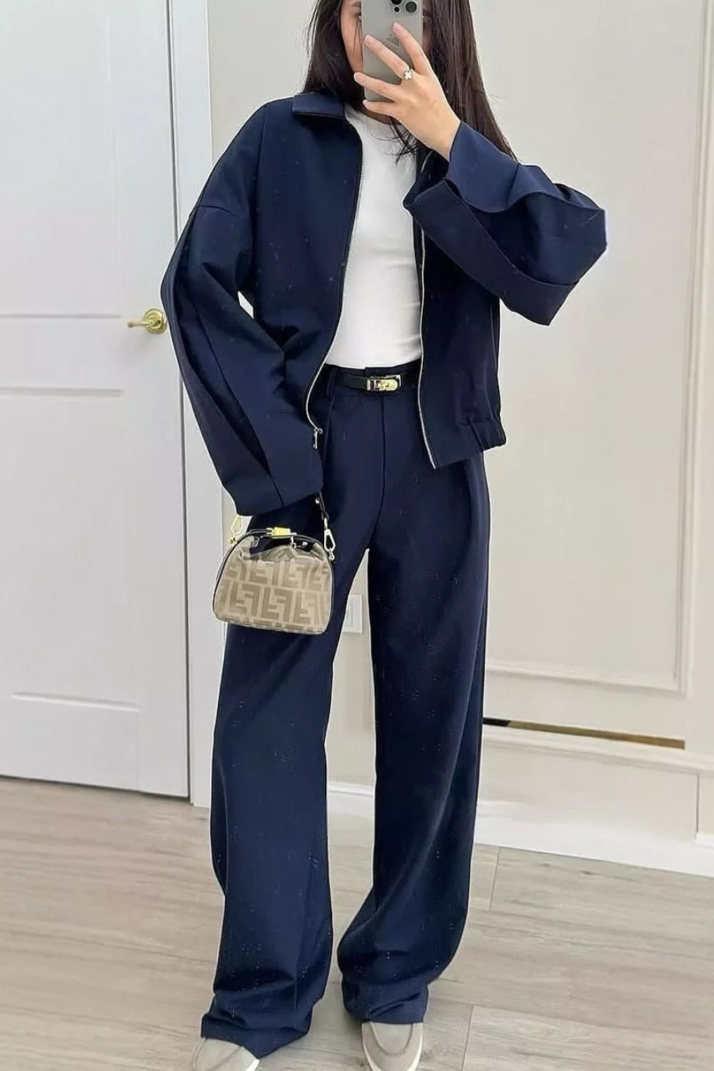 Zip-Up Jacket and Wide-Leg Pants Set, image 10
