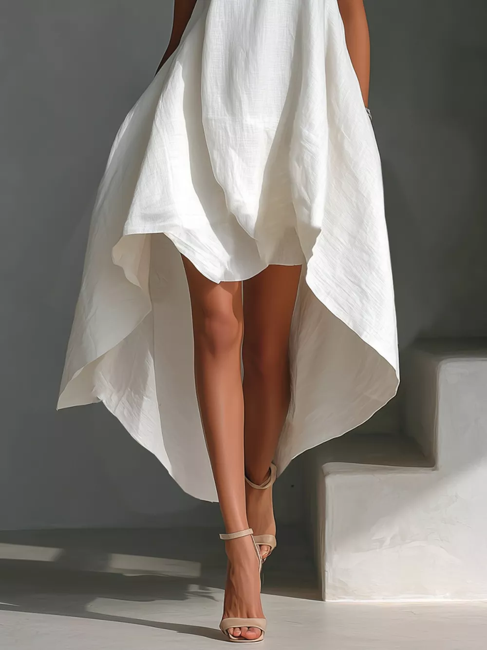 High-Low Round Neck Sleeveless Dress, image 4