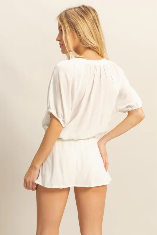 Drawstring Hem Short Sleeve Top and Skort Set, image 4