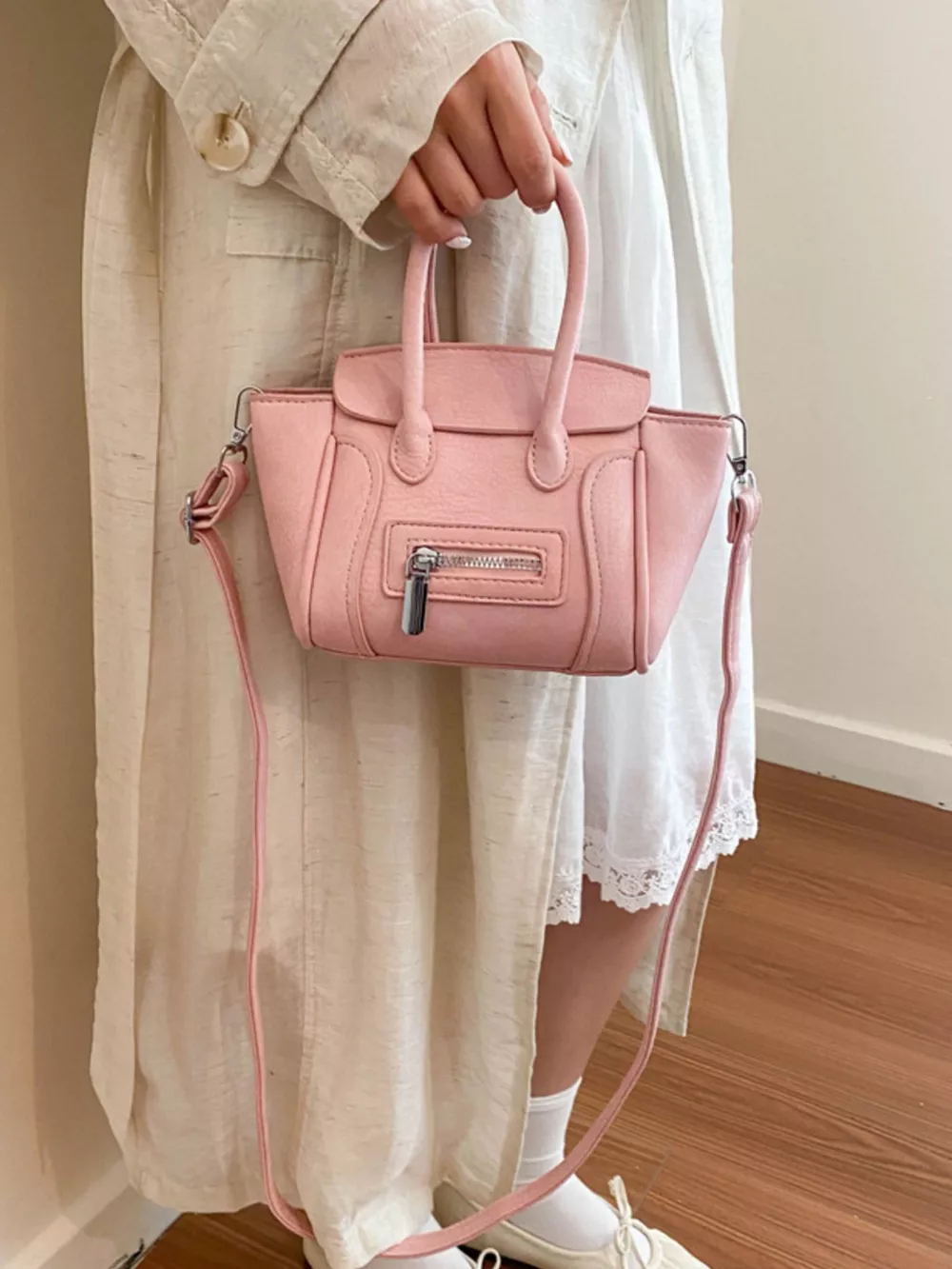 Top Handle PU Leather Crossbody Bag, image 4