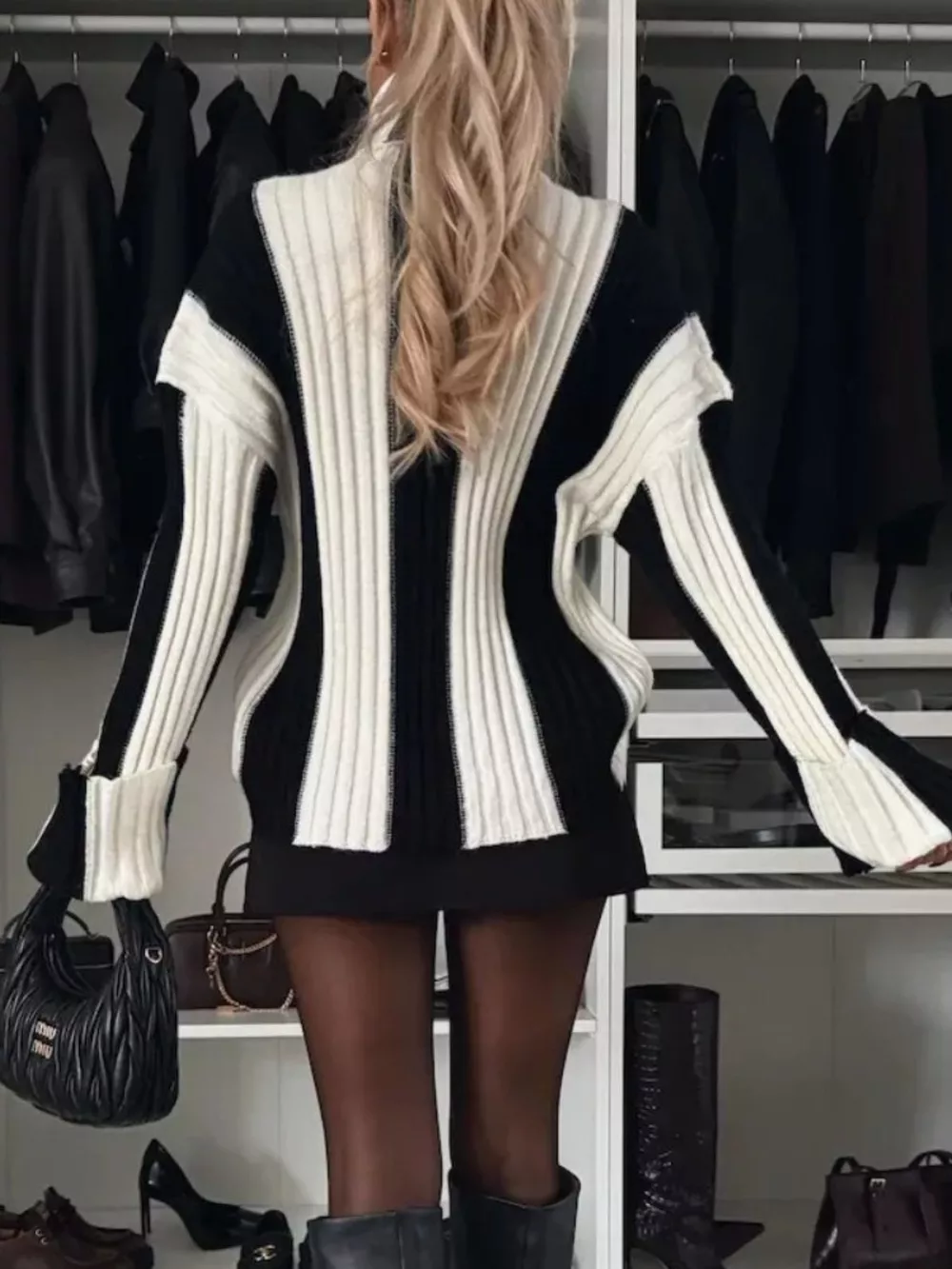 Color Block Ribbed Turtleneck Sweater, image 6