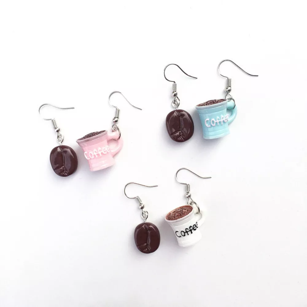 Coffee Bean and Cup Drop Earrings, image 5