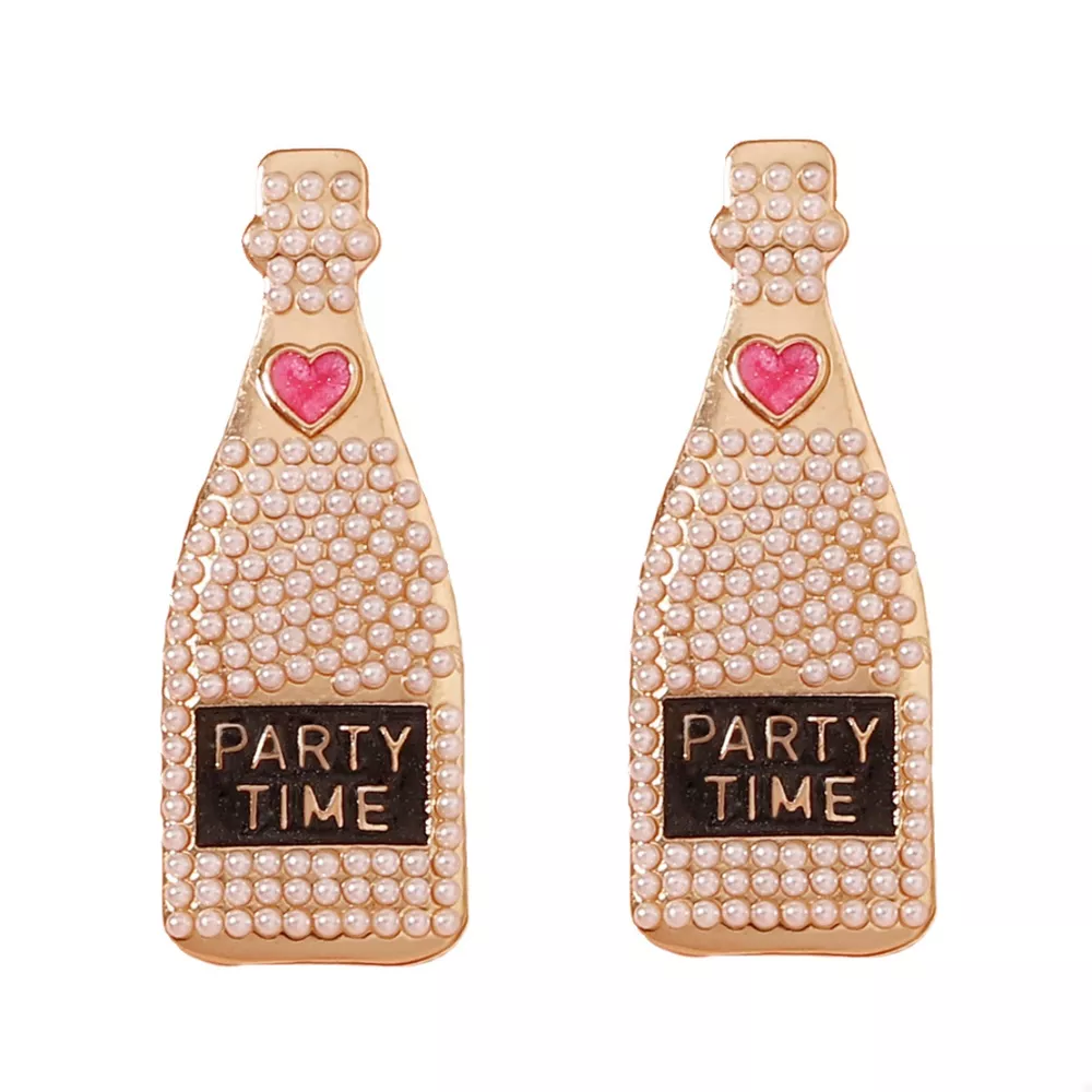 Champagne Bottle Pearl Earrings, image 5