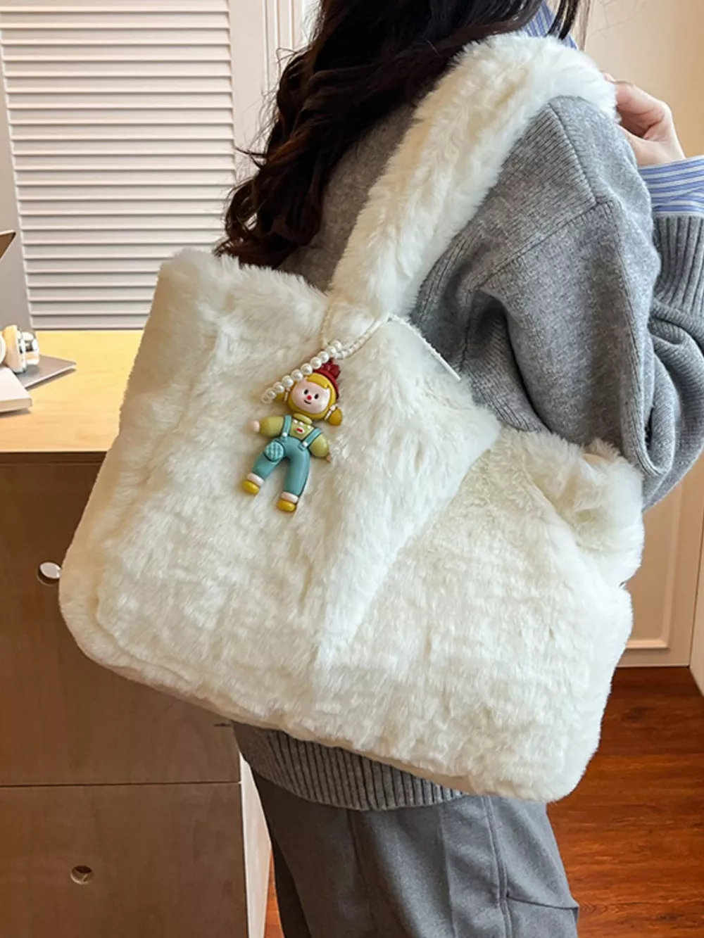 Fluffy Cartoon Charm Shoulder Bag, image 5