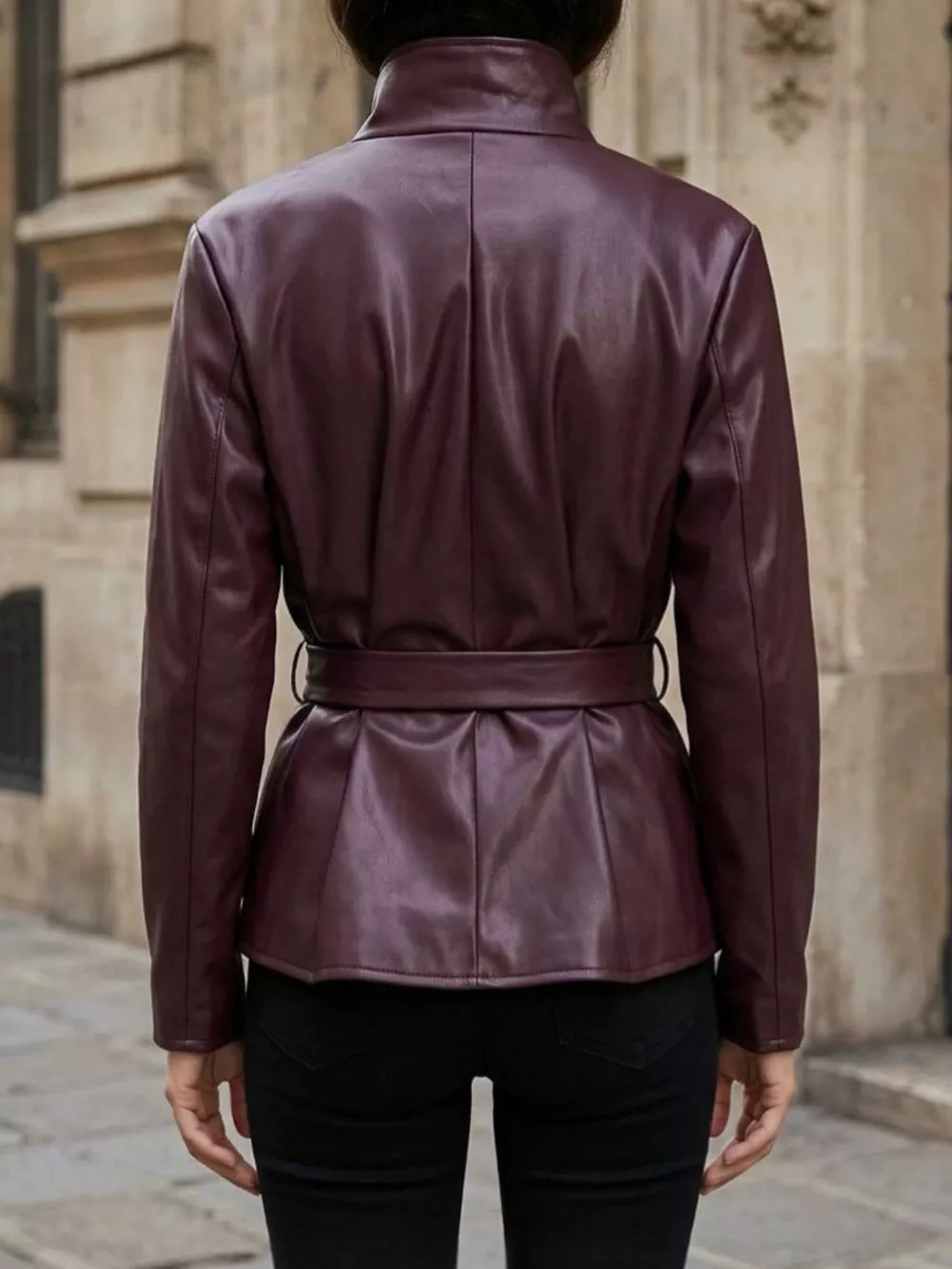 Faux Leather Belted Jacket, image 6