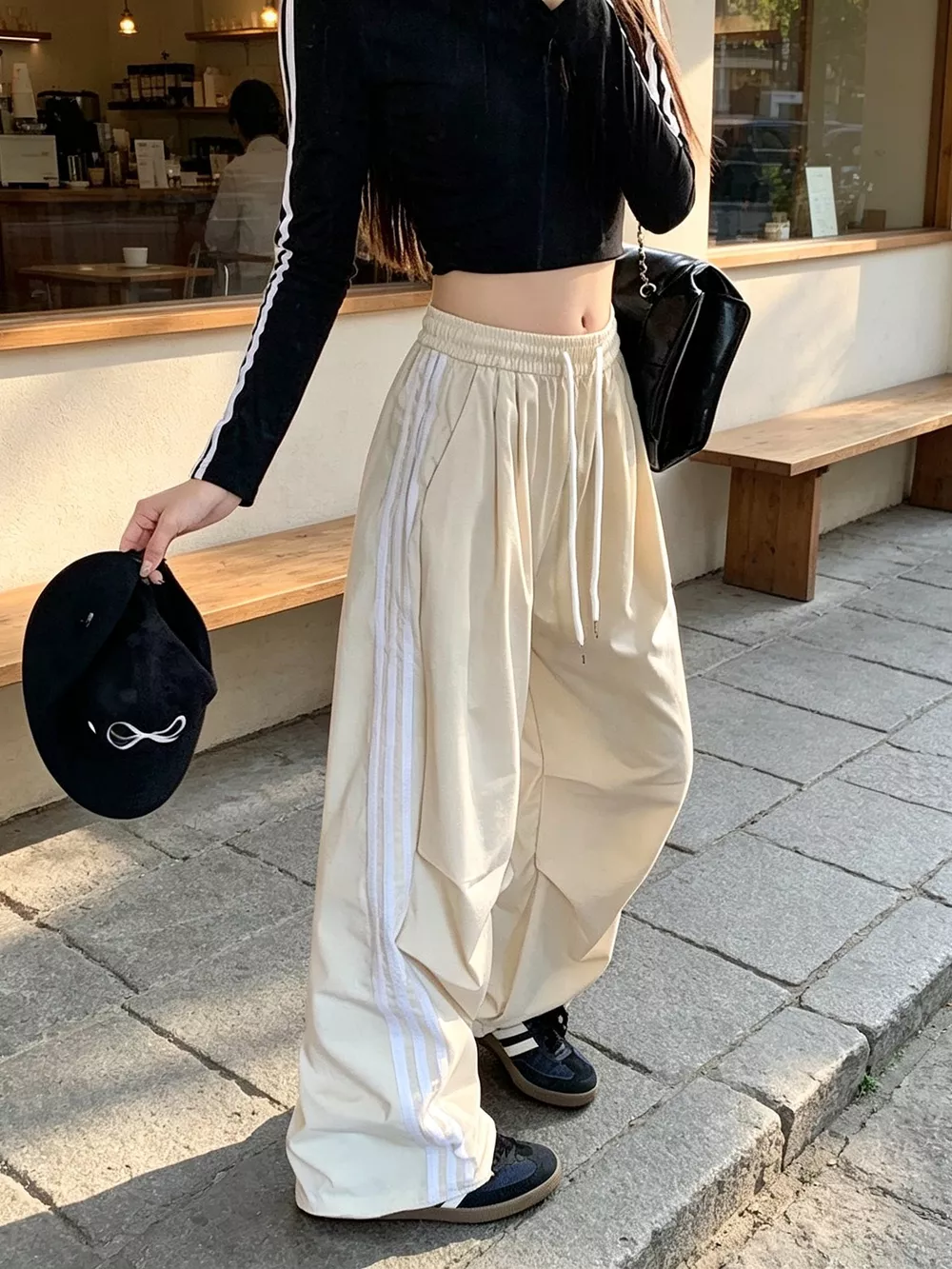 Wide-Leg Casual Pants with Drawstring, image 4