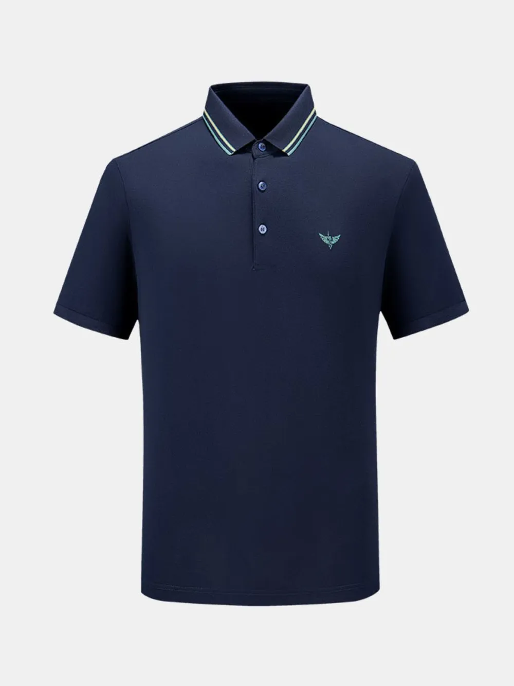Men's Short Sleeve Breathable Polo with Striped Collar, image 2