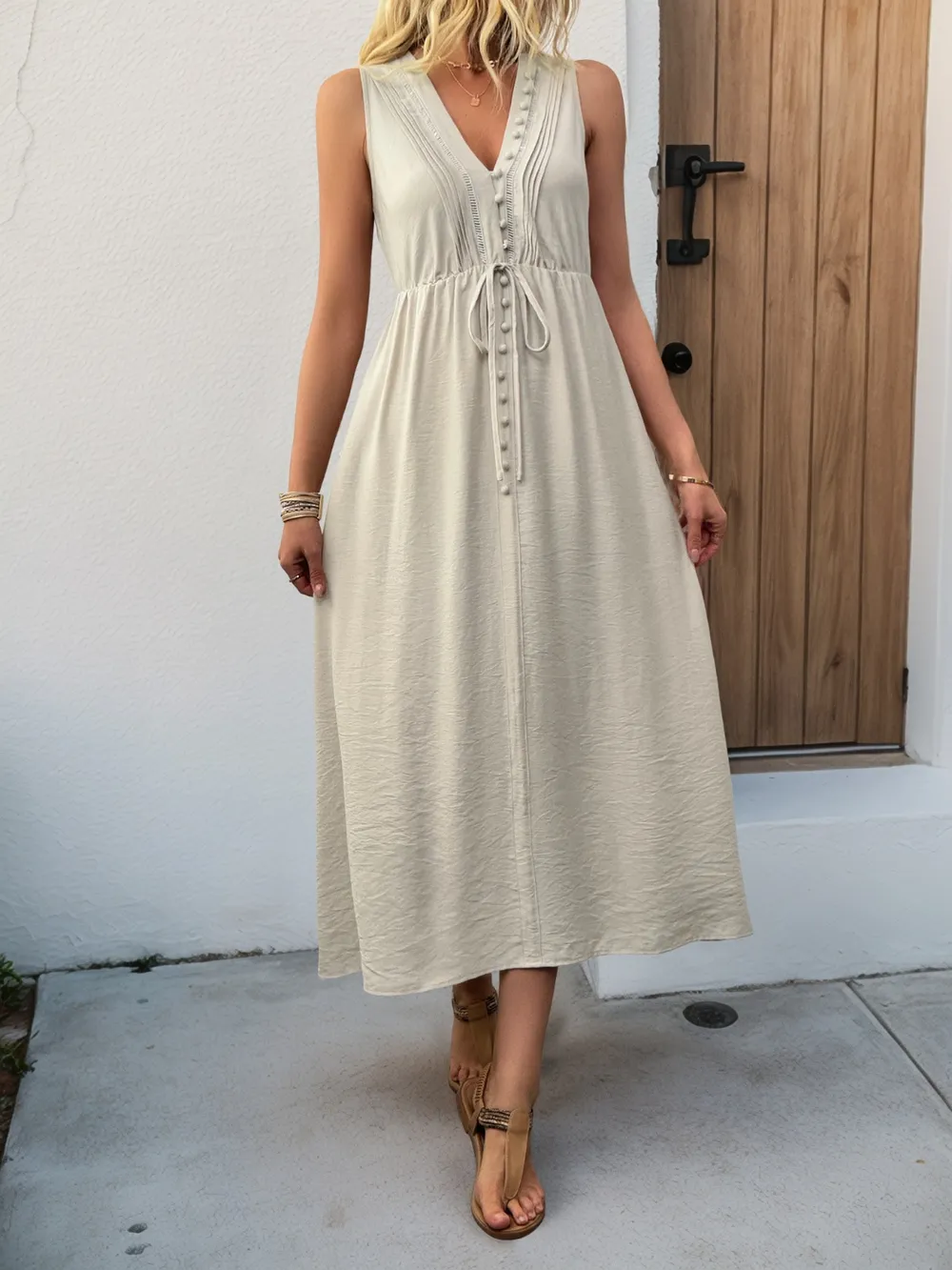 V-Neck Sleeveless Midi Dress, image 6