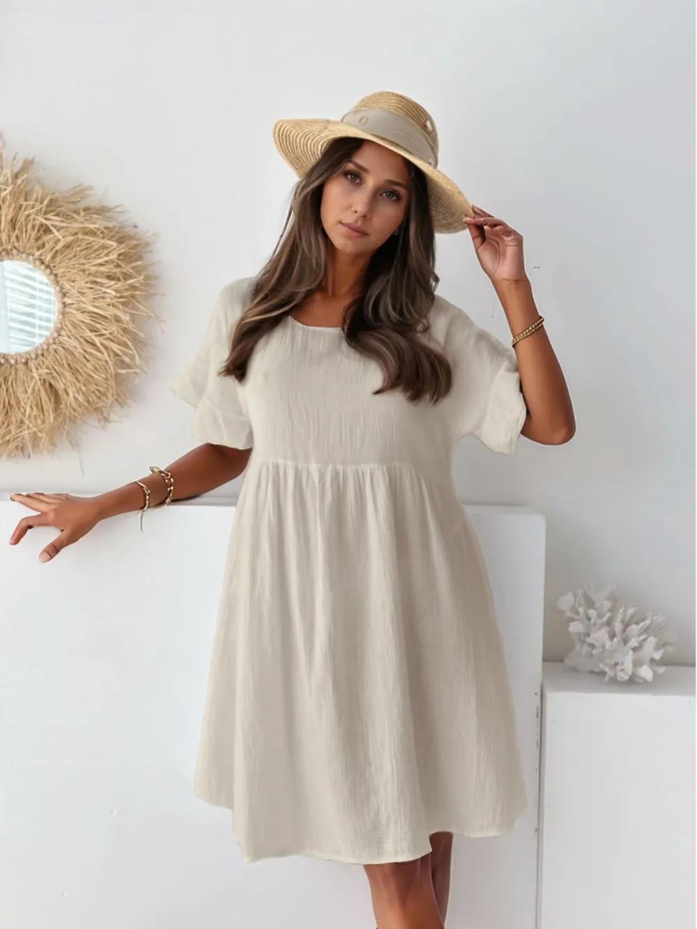 Round Neck Short Sleeve Mini Dress, image 7