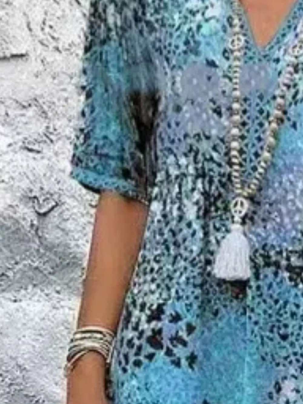 Full Size Printed V-Neck Half Sleeve Dress Plus Size, image 2