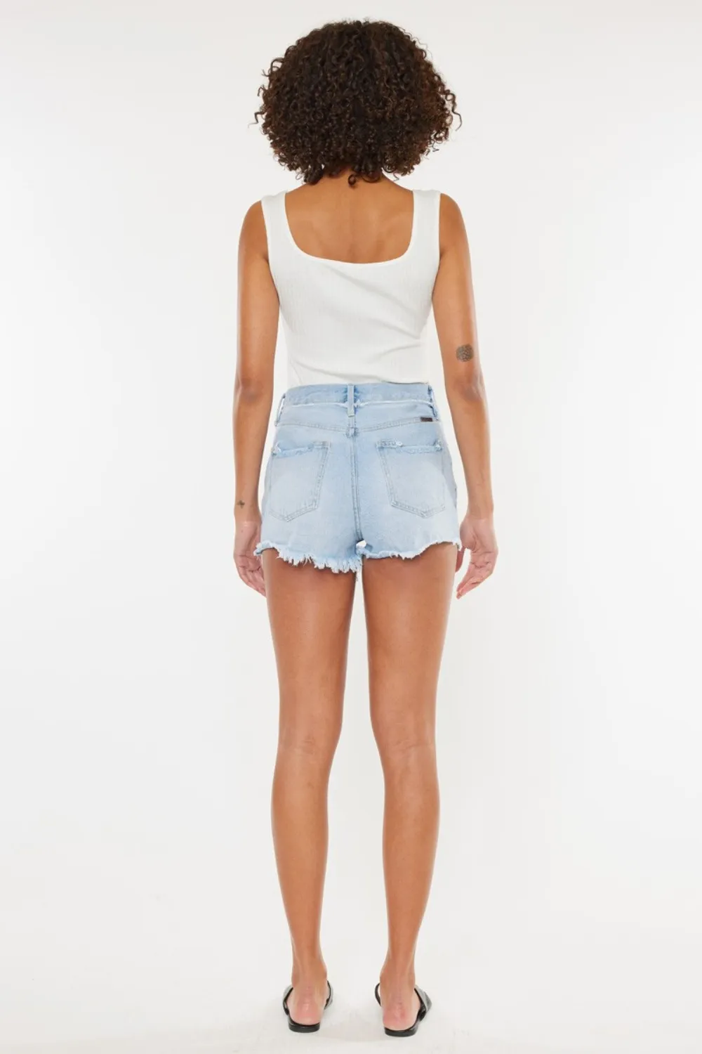 Distressed Button Fly Denim Shorts, image 8