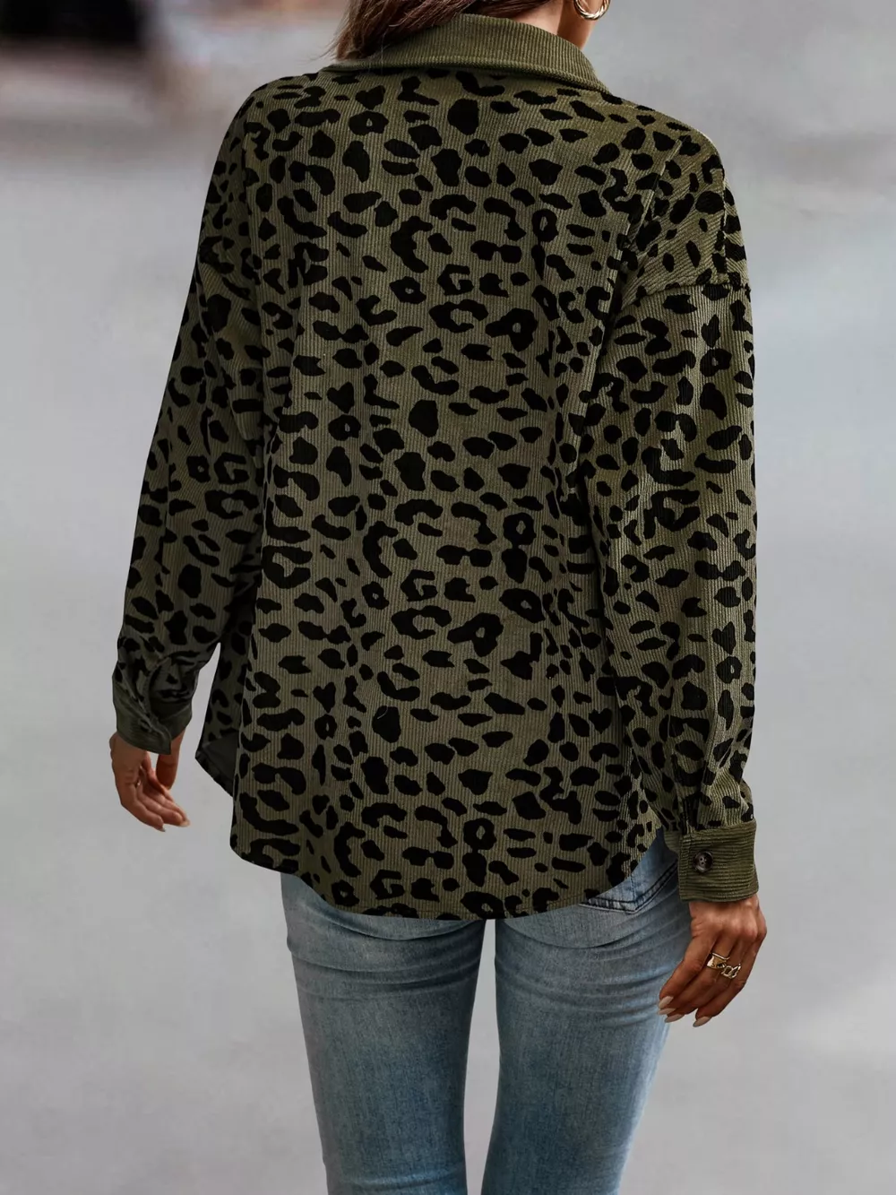 Full Size Leopard Print Button-Down Jacket Plus Size, image 15