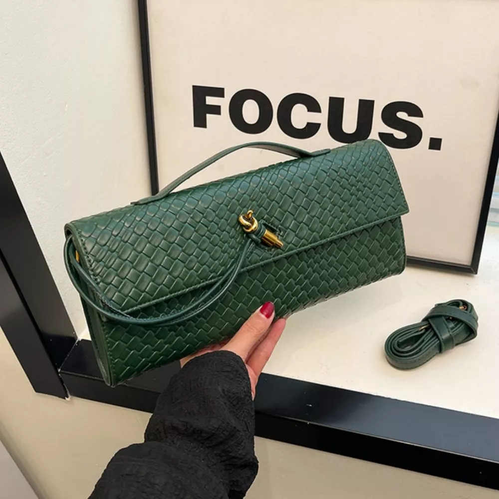 Woven Texture Flap Crossbody Bag