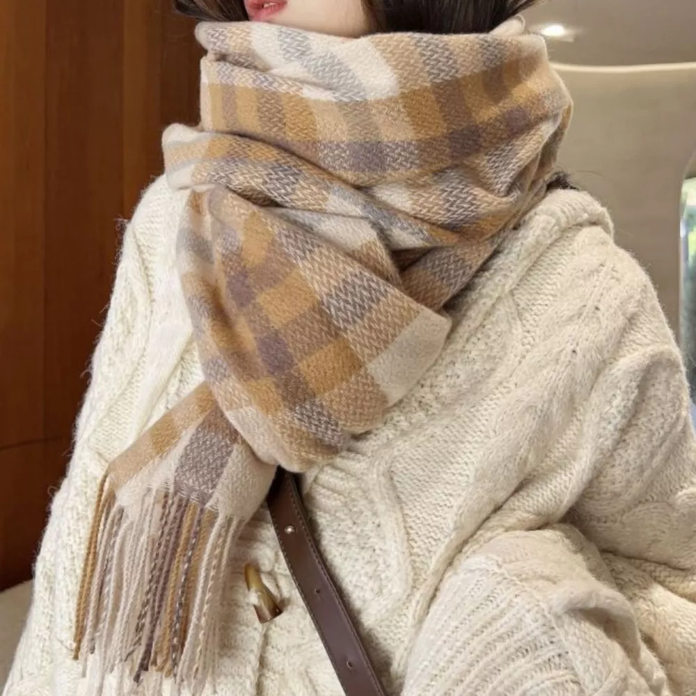 Warm Plaid Fringe Scarf, image 2