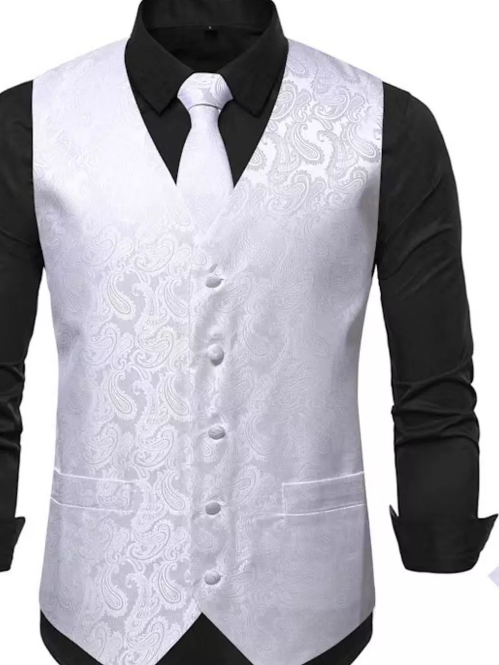 Men's Full Size Paisley Print Button Up Vest Plus Size