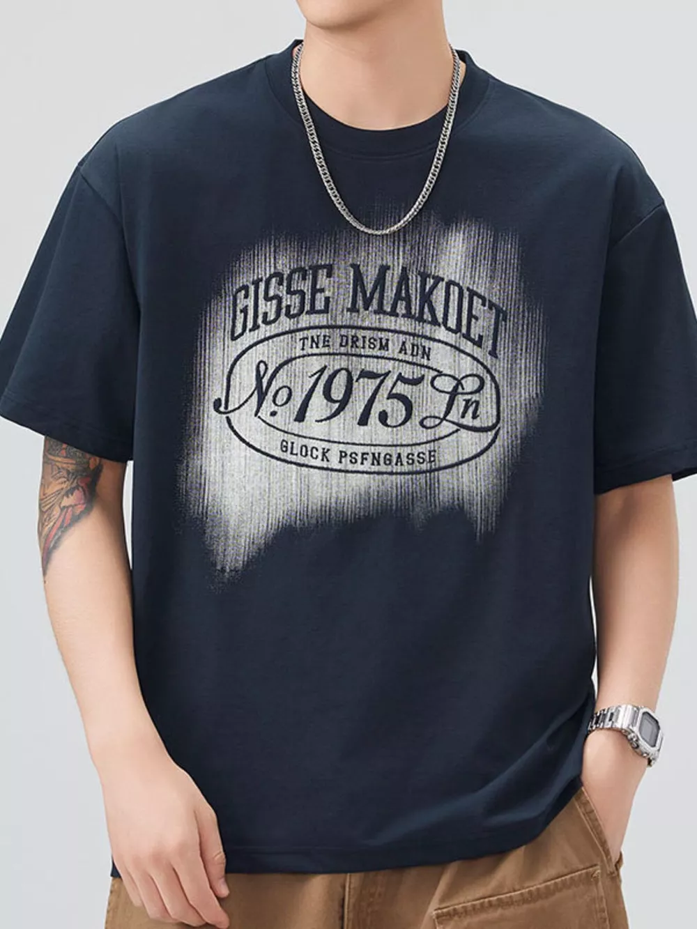 Men's Plus Size Graphic Round Neck Short Sleeve T-Shirt, image 6