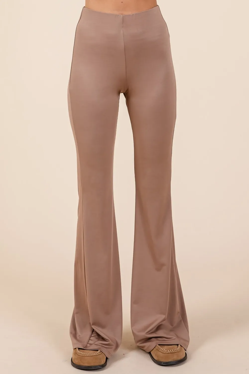Stretchy Soft Elastic Waist Flare Pants, image 3