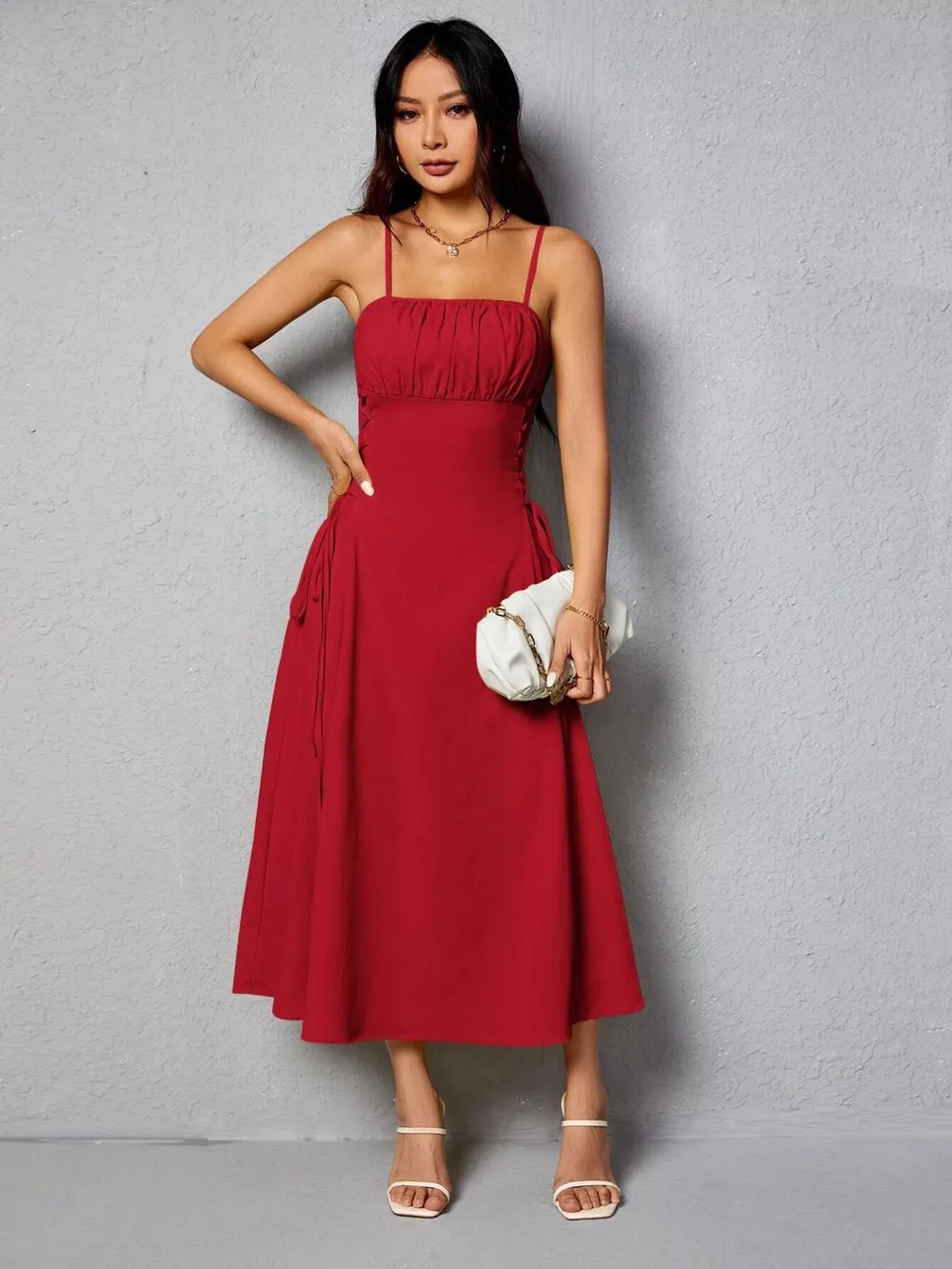 Lace-Up Side A-Line Cami Dress, image 12