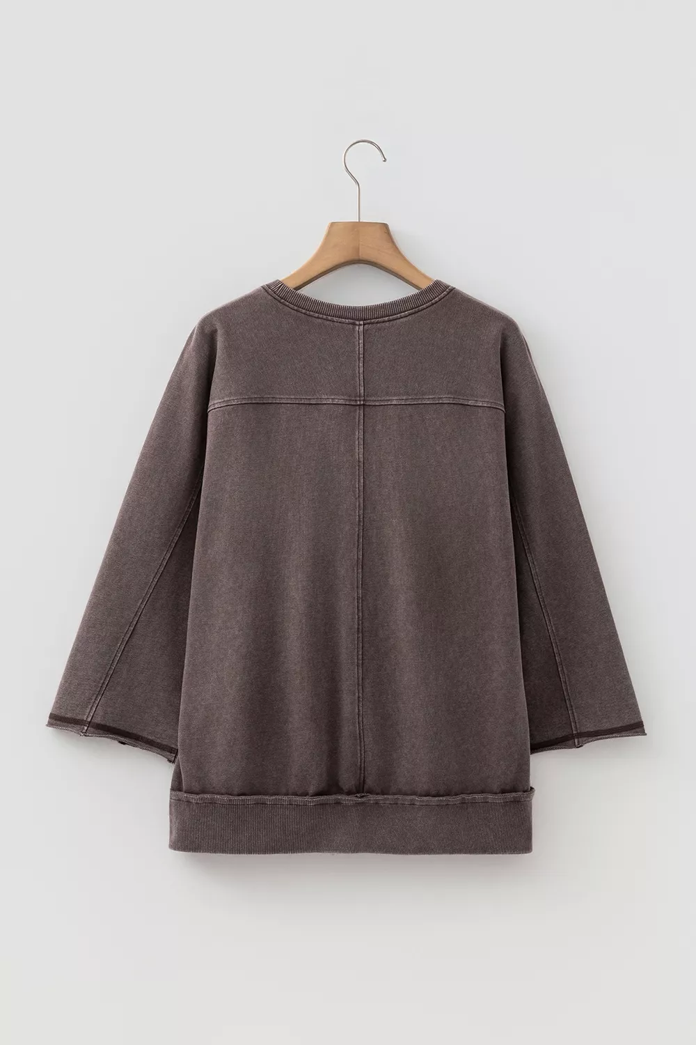 3/4 Sleeve Mineral Wash Loose Cotton Top, image 7