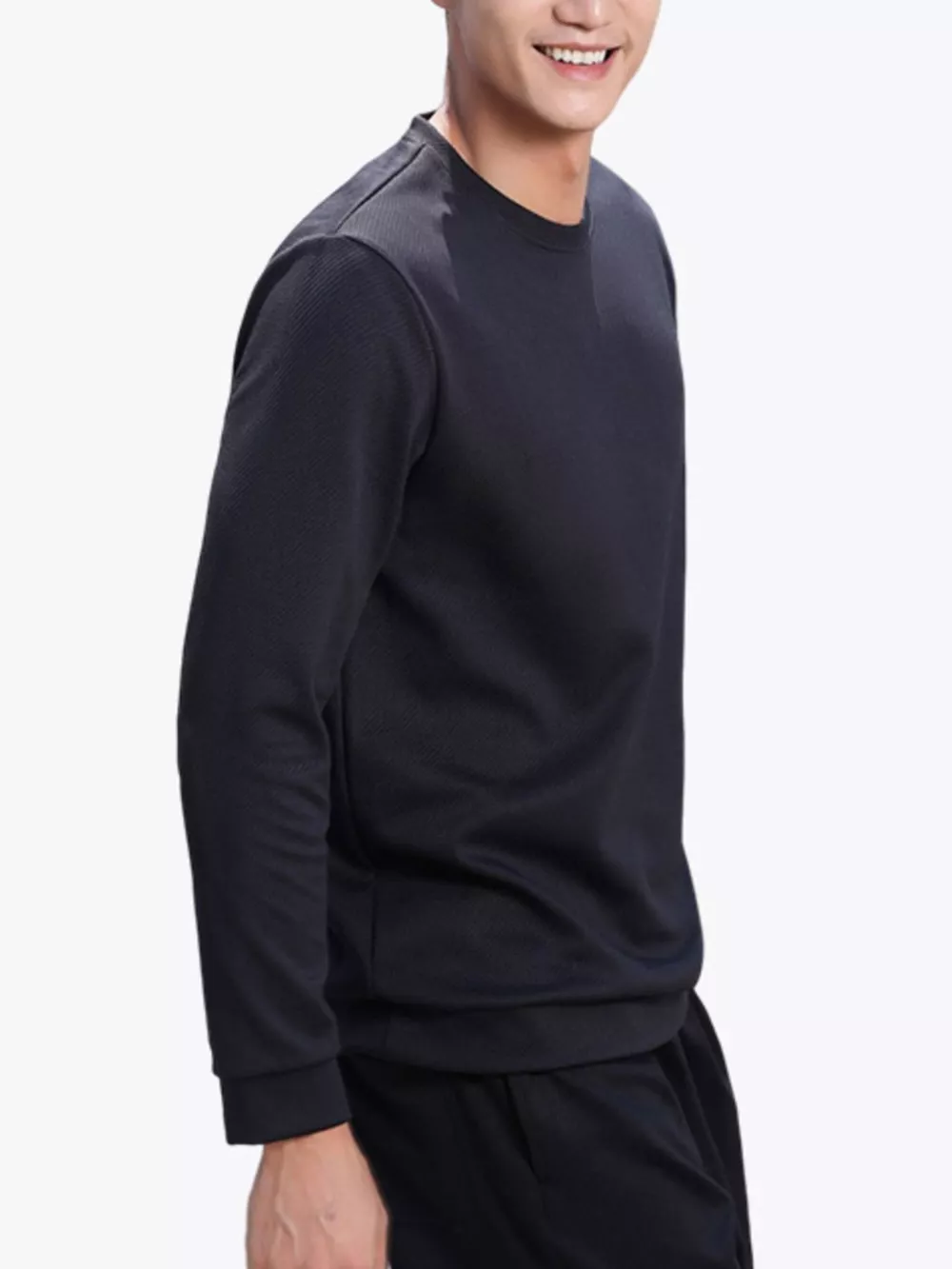 Men's Full Size Casual Solid Color Long Sleeve Sweatshirt Plus Size, image 2