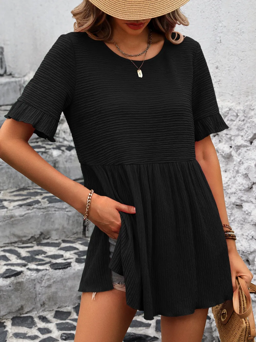 Round Neck Short Sleeve Blouse, image 20