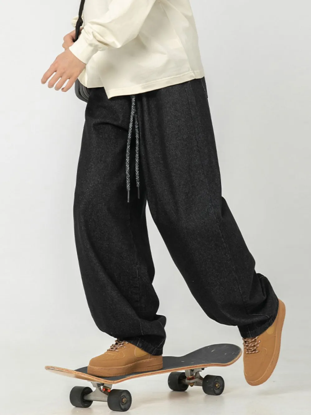 Men's Plus Size Drawstring Loose Fit Jeans