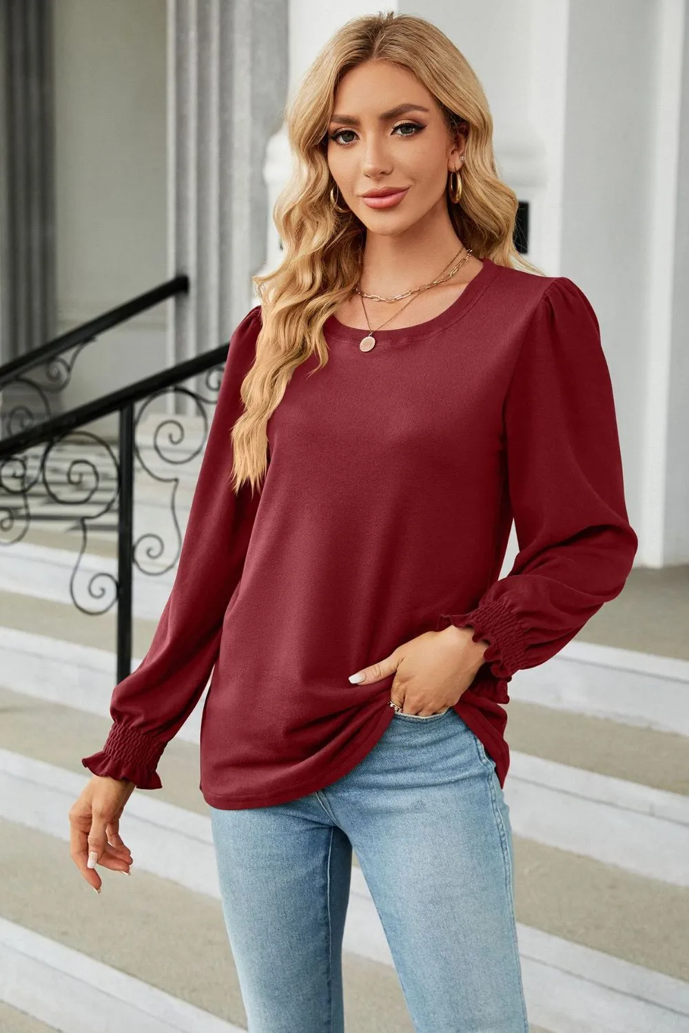 Round Neck Long Sleeve T-Shirt, image 2